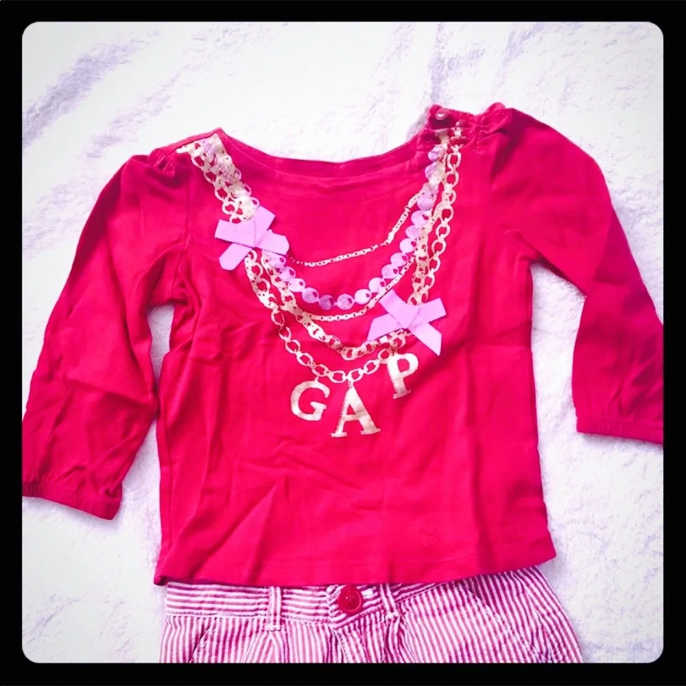 Baby Gap Girls Red Necklace Tee, sz 12-18 months.